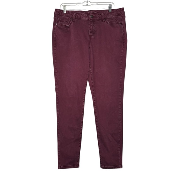 Lane Bryant Mid Rise Super Stretch Skinny Jeans Maroon Wine Purple Size 14 - Picture 1 of 9